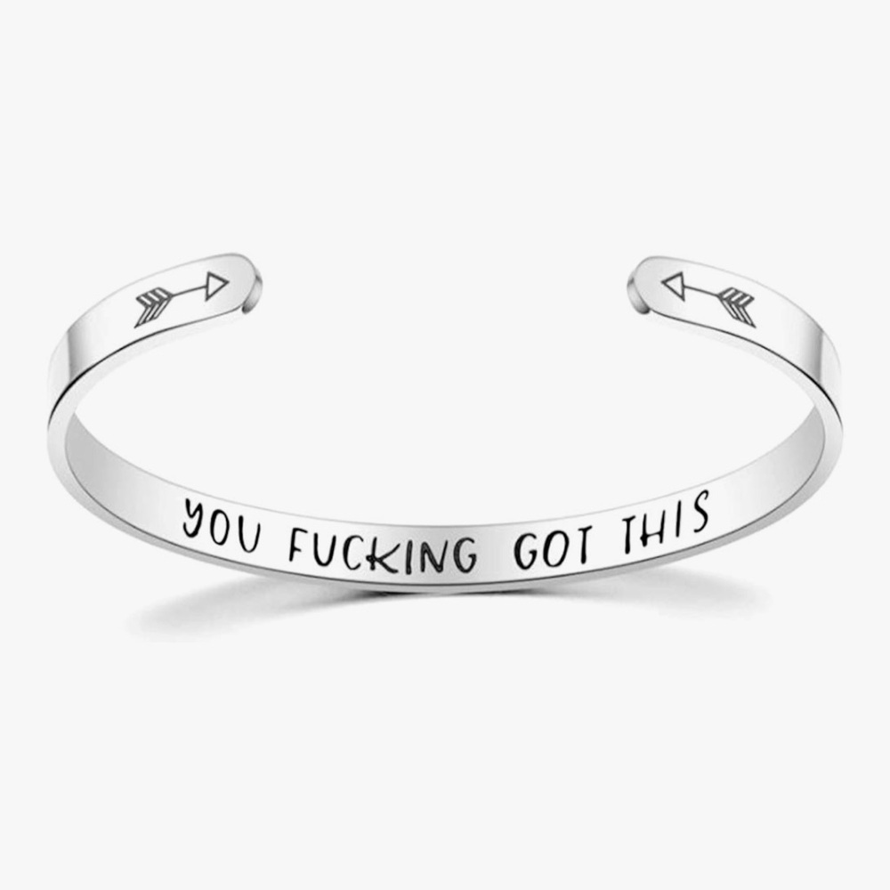 Inspirational “You F*ing Got This” Silver & Black Bracelet - New In Box